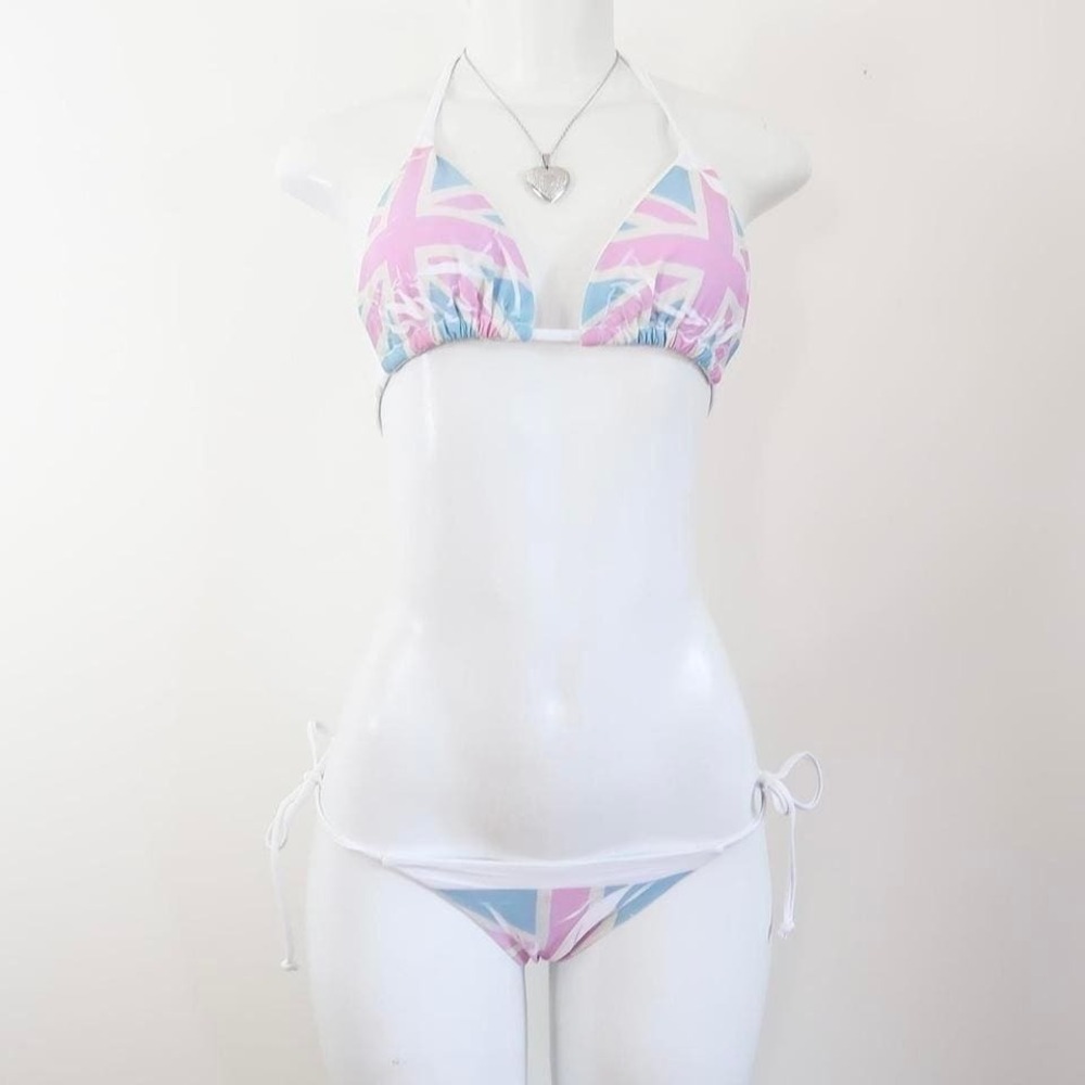 pastel union jack bikini set mcbling y2k swim